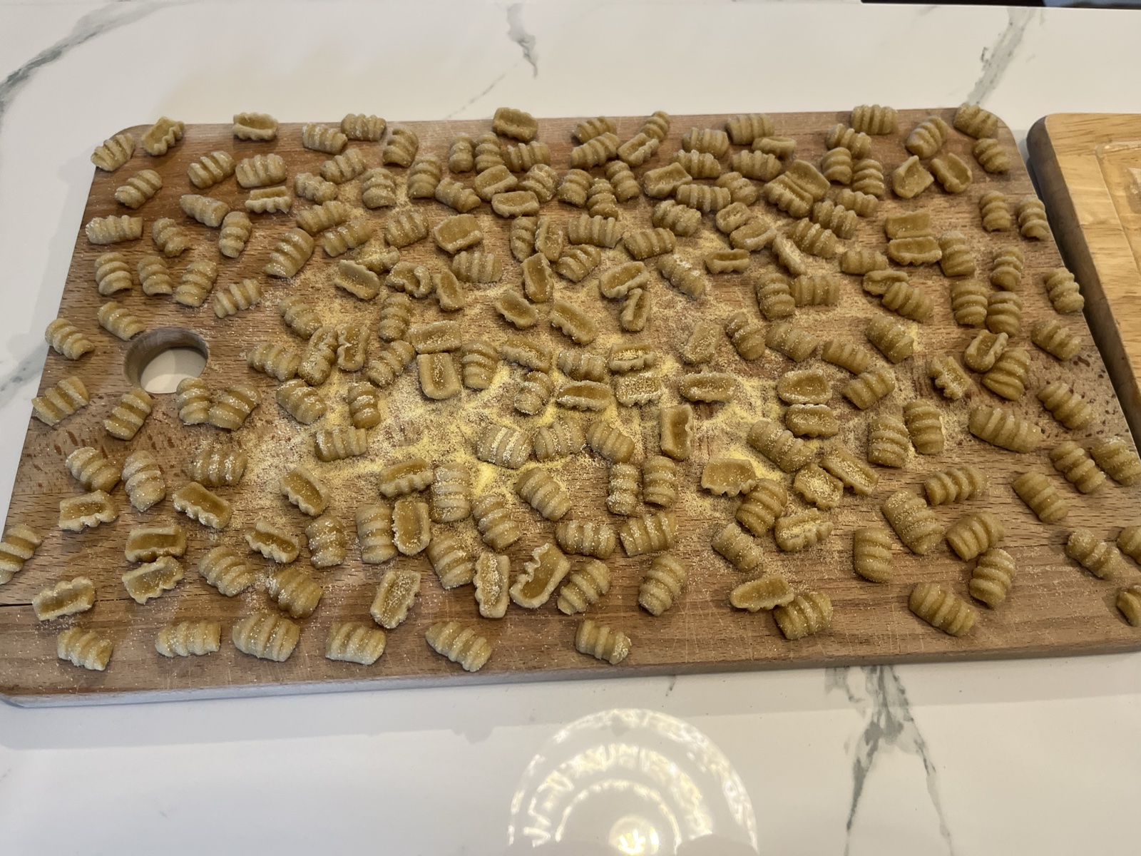 Cavatelli rolled by hand and dusted with semolina.